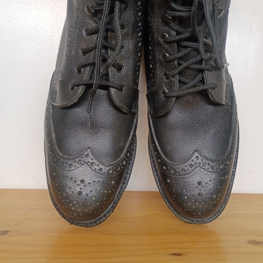 Allen Edmonds Long Branch Black Pebbled Leather Wingtip Boots Men's 10 D Vibram - Picture 9 of 15